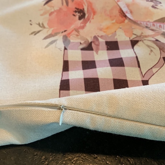 Pillow shams farmhouse decor matching set black and white gingham cut flowers - Picture 10 of 10